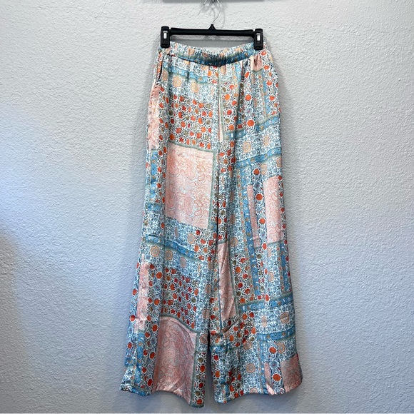 NWT DRA Floral Patchwork Palazzo Wide Leg Pants with Pockets Small - Picture 2 of 13